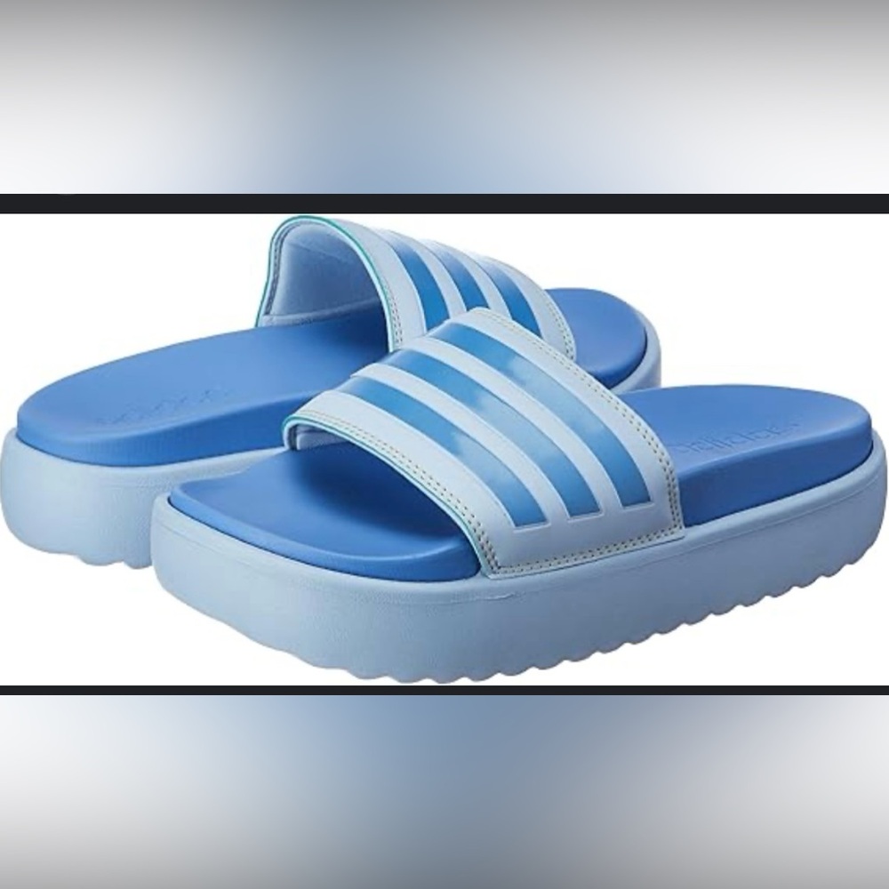 Adidas | Adilette Platform Light Blue Slide Sandals | Women Size: 11